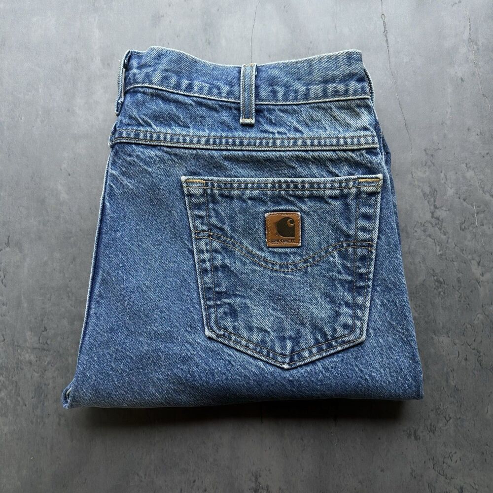 Carhartt B18 PRW Relaxed Fit Jeans Blue Denim USA Made 100% Cotton 38x30